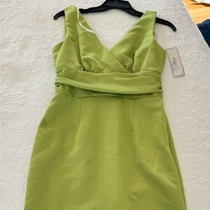 Eliza J lime green satin V neck sexy dress Size 10